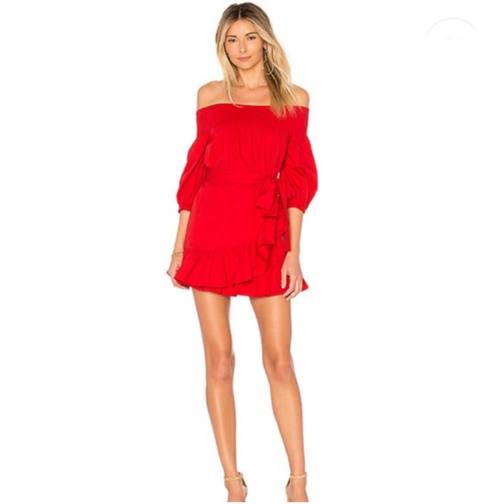 TULAROSA Maida Ruffle Dress in Red Poppy Size S